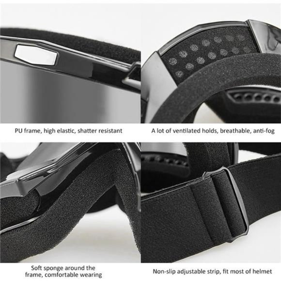 Motorcycle Goggles Dirt Bike Goggles Grip For Helmet Anti UV Windproof Dustproof - Picture 6 of 6